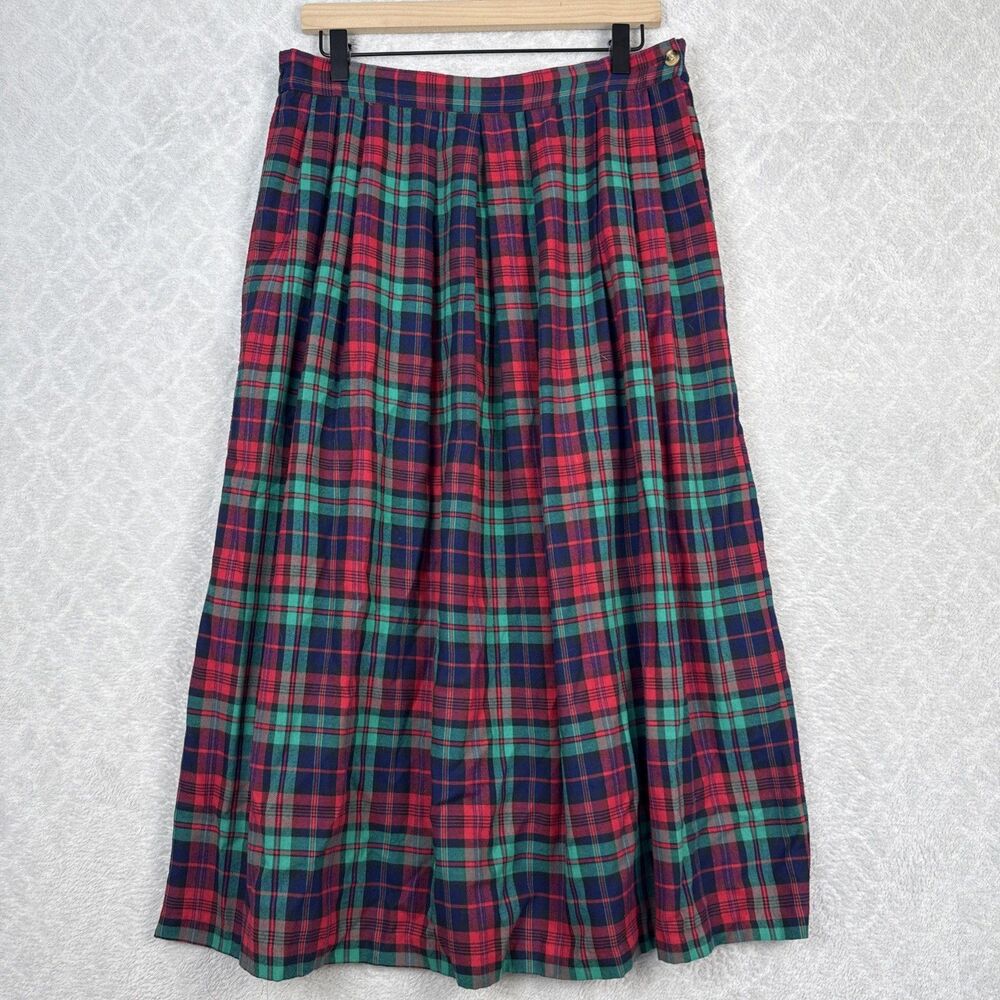 Vtg Bryn Connelly Flannel Midi Skirt 14 Tartan Plaid Old Money Academia Modest